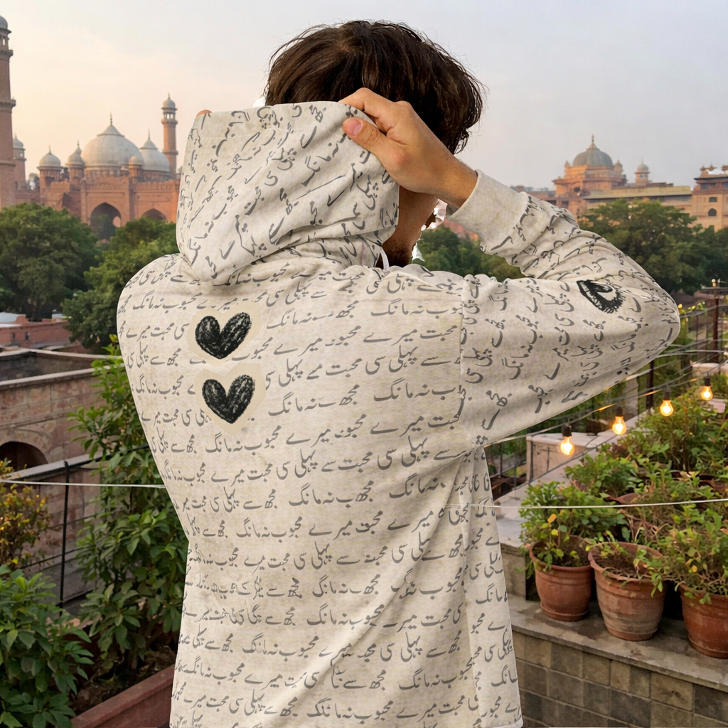 Faiz × Punk Rebellion Recycled Zip Hoodie - Nostalgic Poetry Collage - Image 4