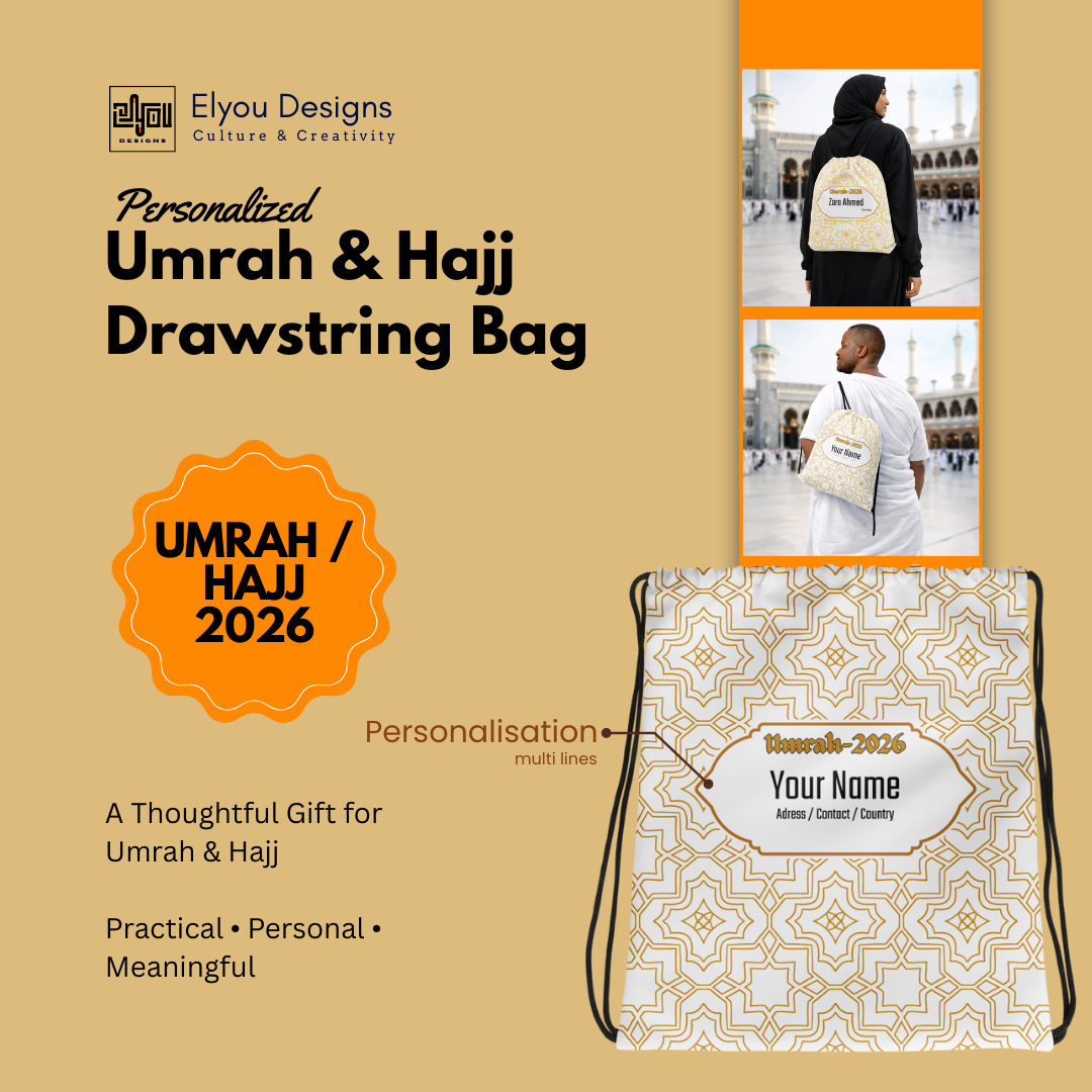 Personalized Umrah & Hajj Drawstring Bag | Islamic Travel Backpack | Custom Name Muslim Gift | Lightweight Gym & Travel Sack - Image 2