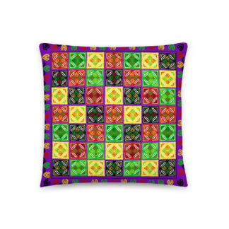 Sindhi Ralli Pattern Pillow | 15×15" Decorative Cushion | Dark Purple Full-Print Accent Pillow