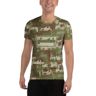 Pakistan Camo Athletic T-Shirt – Patriotic Urdu Typography Sports Tee | Performance Workout Shirt | Digital Camouflage Activewear