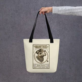 “Matloob” Camel Wanted Tote Bag – Double-sided Vintage Poster Design with Cultural Twist