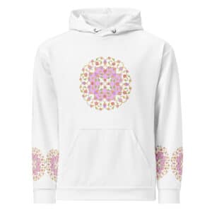Persian Floral Mandala Hoodie – Elegant Mughal Miniature Inspired Soft Pink Design | Women Unisex Hoodie
