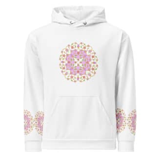 Persian Floral Mandala Hoodie – Elegant Mughal Miniature Inspired Soft Pink Design | Women Unisex Hoodie